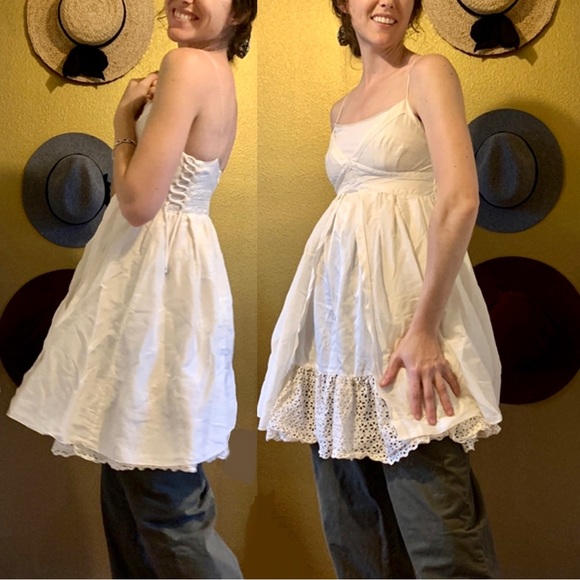 *Bui Italian Made Silk Cotton Lace Up Flowing Camisole Tank Top* - Picture 4 of 9